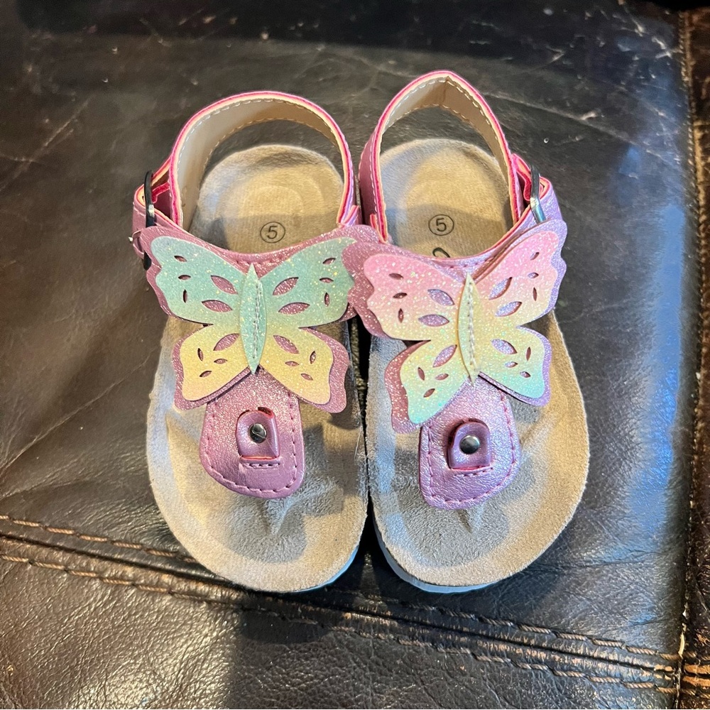 Chulis Pink Butterfly Toddler Sandals